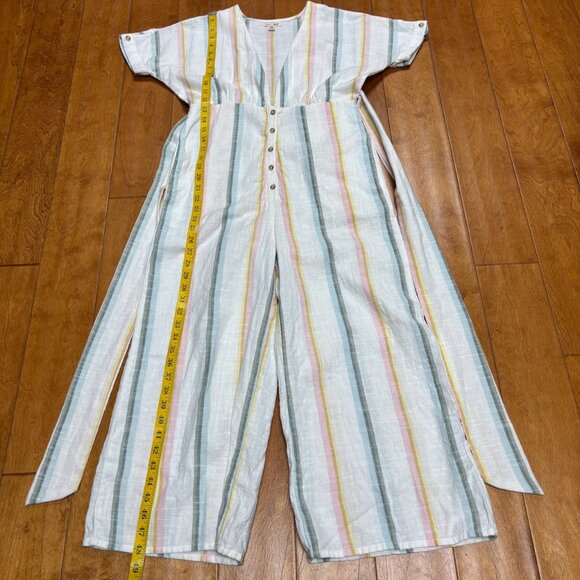Billabong x The Salty Blonde Weaver Striped Jumpsuit Size M Beach Wide Leg Tie - Picture 14 of 16